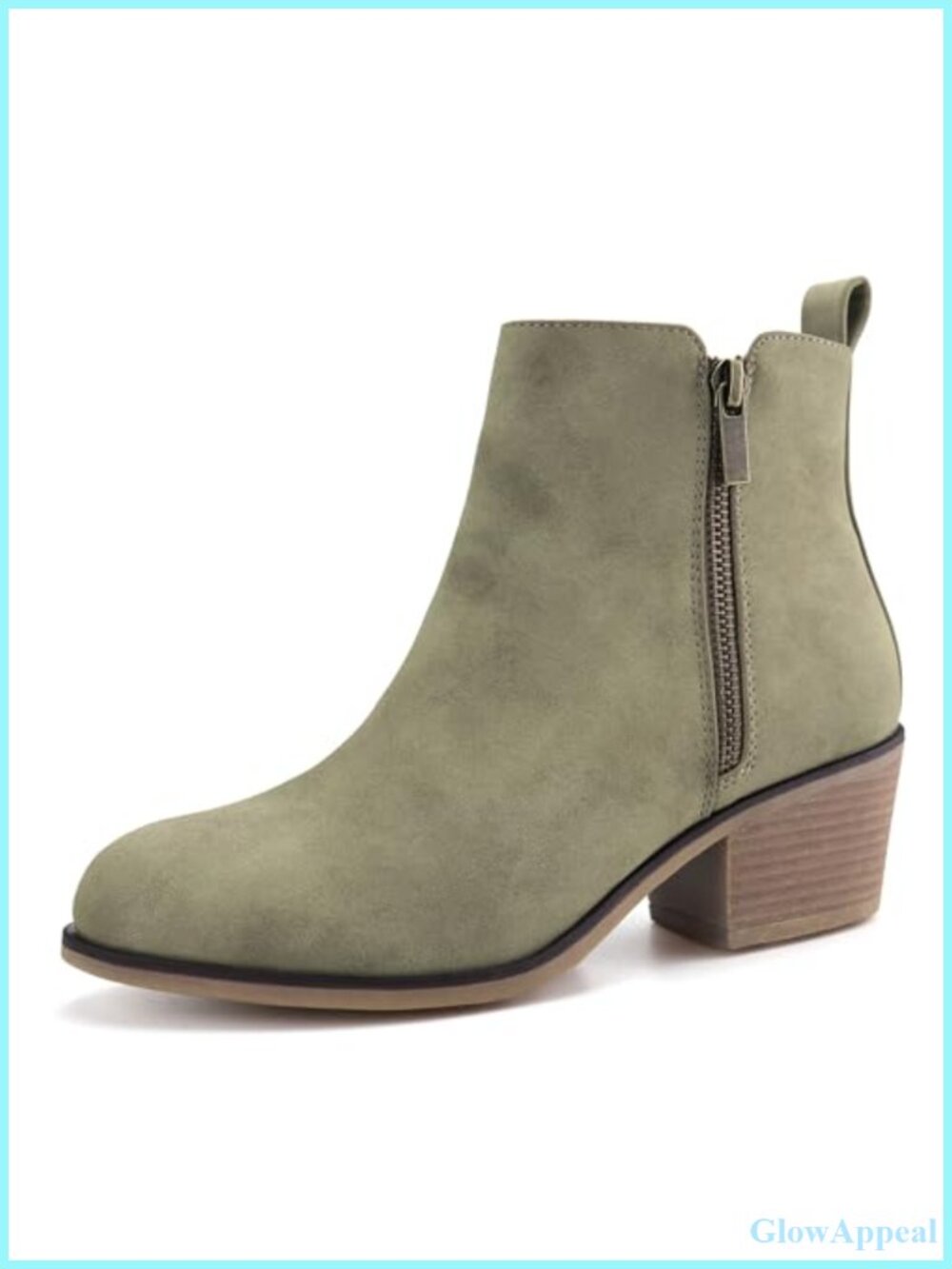 JABASIC Women Ankle Boots Side Zipper Booties Low Heel Dress Boots Faux Leather